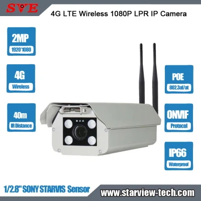 4G LTE Inalámbrico 2.0MP 1080P Reconocimiento de matrículas Anpr Lpr Sistema lector de captura para estacionamiento Lpr Cámara de seguridad IP